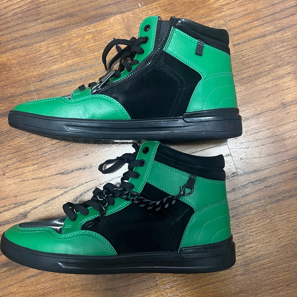 Green and Black High-Top Sneakers